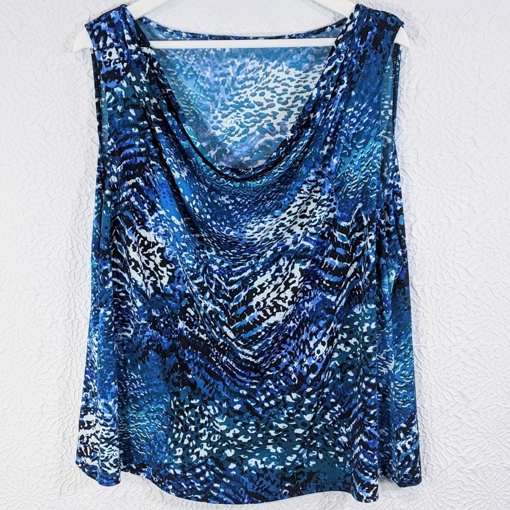 Calvin Klein Draped Neck Graphic Sleeveless Shell